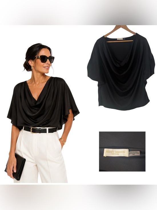 Ramy Brook Tops - Ramy Brook Satin Cowl Neck Boxy Top